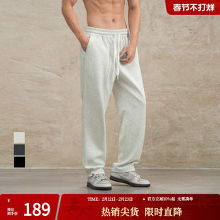 鹿家门春秋新款针织直筒卫裤宽松男士运动训练健身长裤子加大码肥