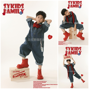 儿童摄影服装牛仔潮牌主题2岁-9岁男童拍照衣服道具影楼写真照