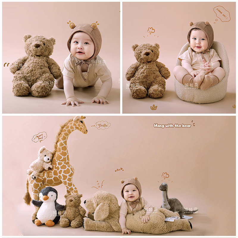百天照摄影服装道具男女宝宝拍照衣服动物王国主题玩偶影楼周岁照