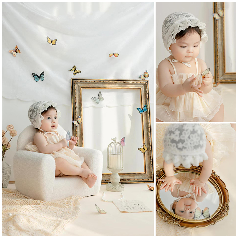 白纱裙欧式蝴蝶主题写真照