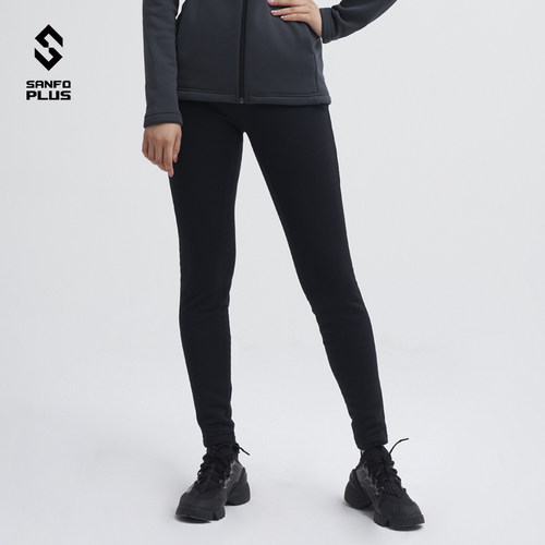 SANFO PLUS暗影轻暖弹力长裤可外穿高保暖修身运动抓绒裤 女19098