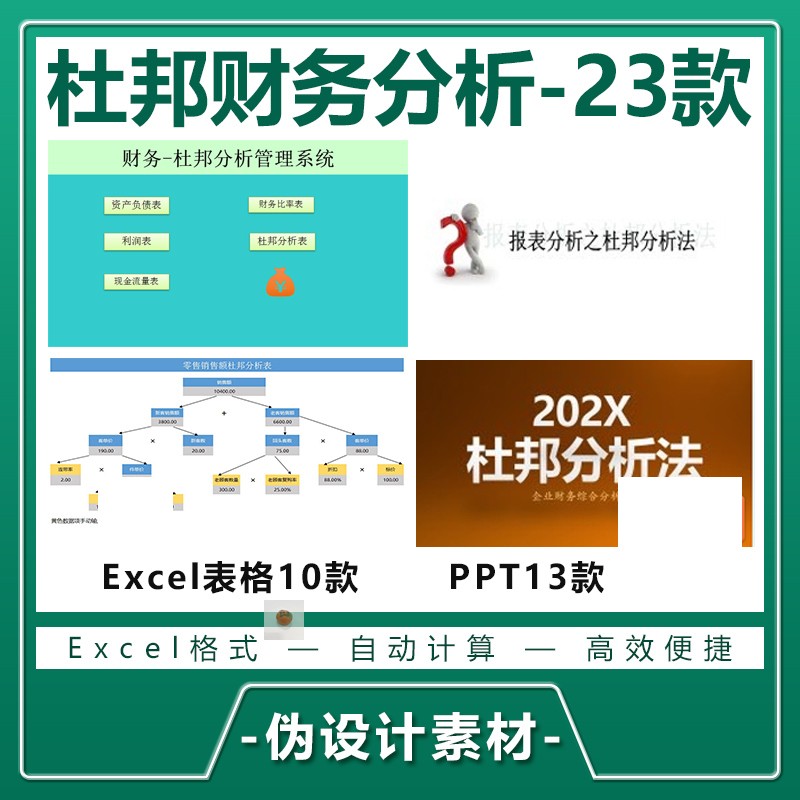 公司财务杜邦分析图Excel模板系统模型表格/杜邦分析法PPT文档