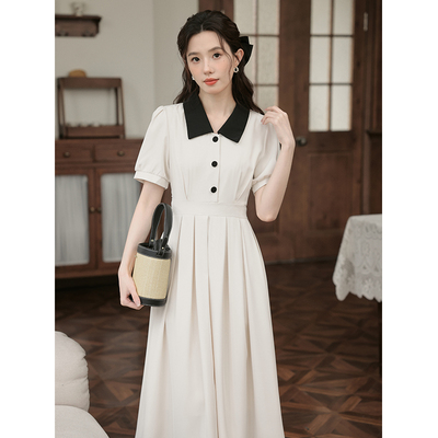 法式气质收腰衬衫裙子女夏季2024新款正式场合答辩面试穿搭连衣裙