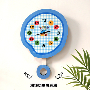 创意卡通装 饰挂墙钟表客厅儿童卧教室美术摄影工作室挂钟静音时钟