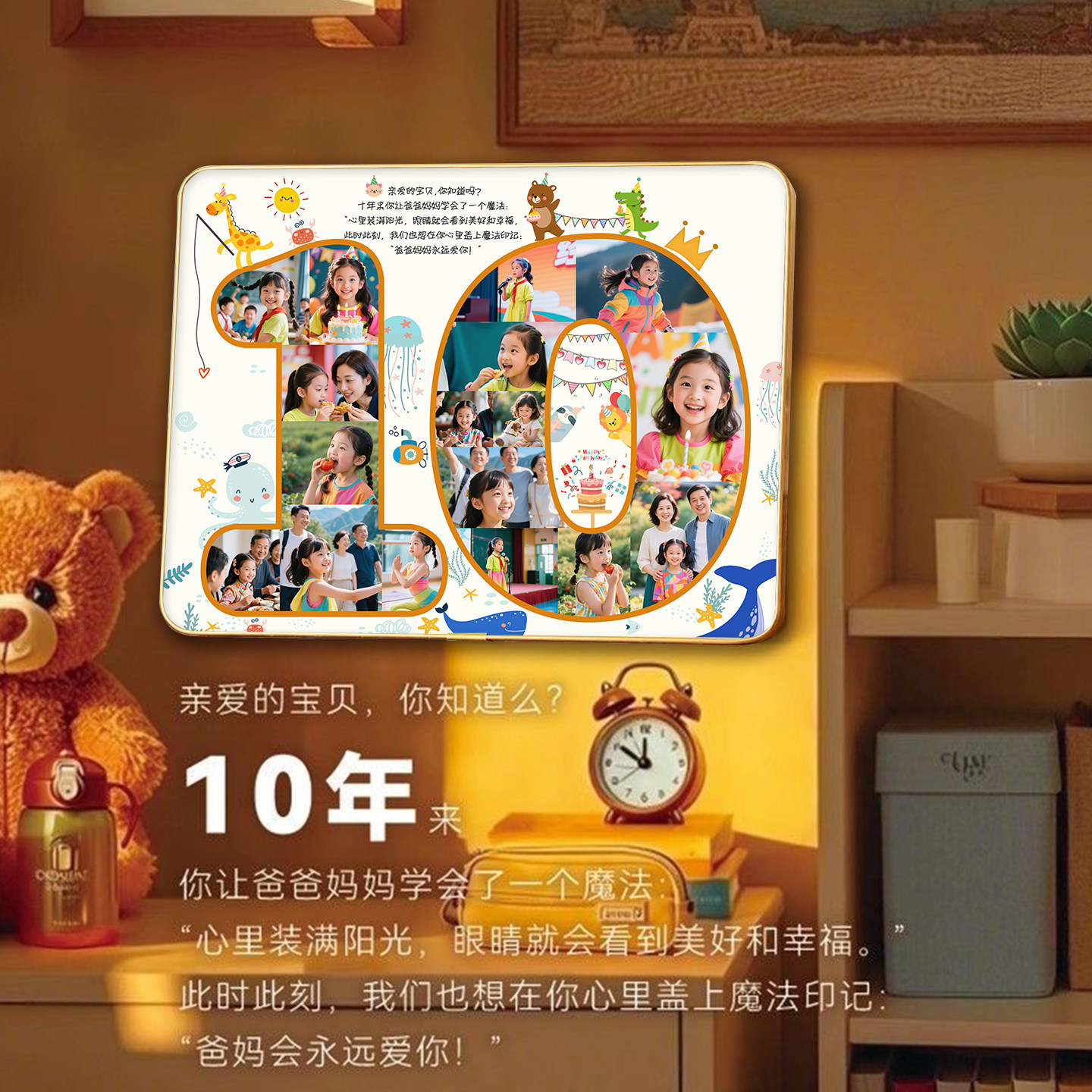 十周岁纪念相框周年创意数字宝宝照片10岁成长礼生日礼物定制DIY