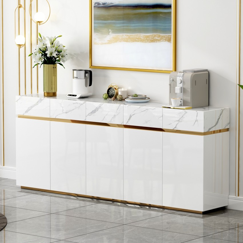 餐边柜轻奢现代简约客厅家用茶水柜大理石酒柜厨房碗柜北欧储物柜