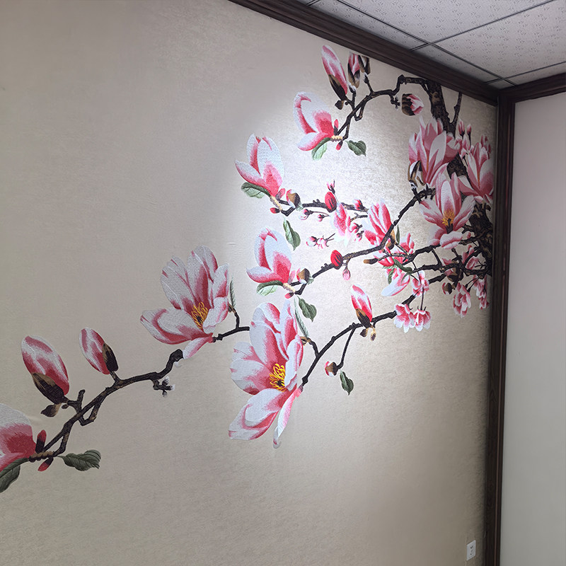刺绣无缝壁布客厅背景墙布新中式