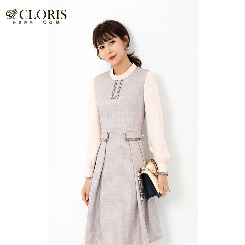 cloris/歌迪丝205l303法式气质连衣裙2020秋冬新款时尚小香风裙子