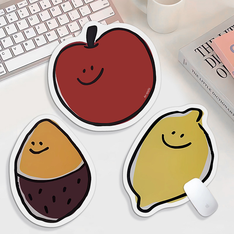 韩国苹果异形鼠标垫女生高颜值办公室小号滑鼠垫子笔记本电脑桌垫