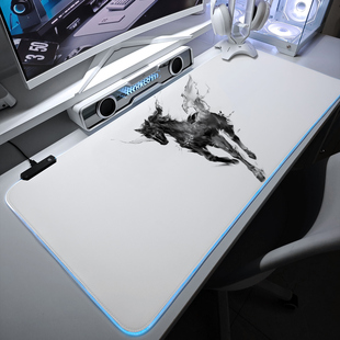 极简风马发光鼠标垫fps专用电竞游戏键盘垫超大号电脑桌垫滑鼠垫