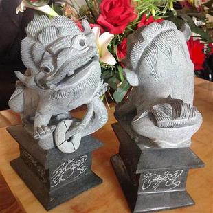 惠安青石门口雕刻狮子石狮一对石雕摆件镇宅石狮子看门家用石头