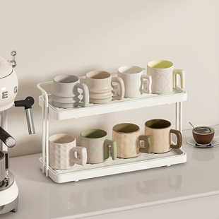 桌面水杯收纳置物架高级感轻奢吧台小型茶水杯放置架咖啡杯沥水架