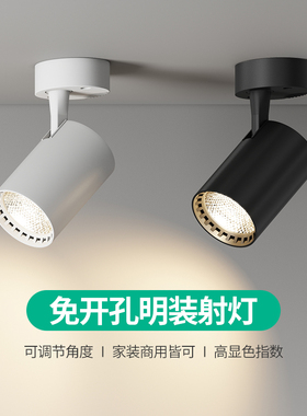 明装射灯可调角度单个家用小吸顶式轨道灯聚光射灯LED天花灯筒灯