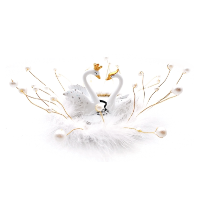 梦幻白天鹅车载中控台羽毛摆件