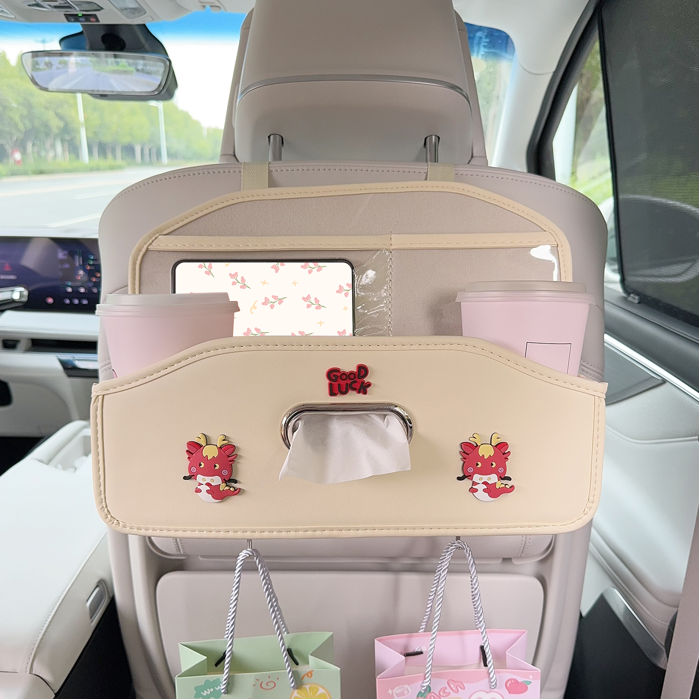 车载十二生肖收纳挂袋汽车座椅后背收纳袋车内纸巾盒后排车置物架