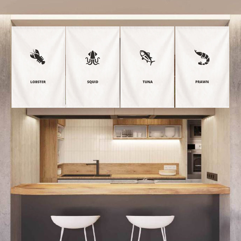 甜品奶茶店门帘隔断窗个性厨房帘布三角旗帘免打孔布艺日式饭厅