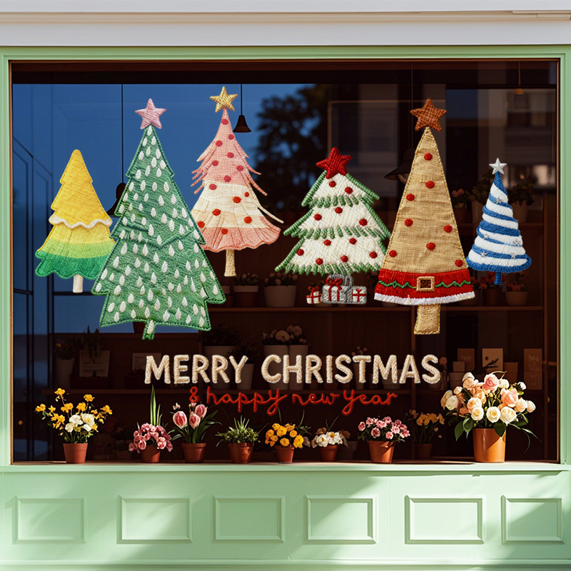 2026圣诞节氛围场景布置窗花玻璃