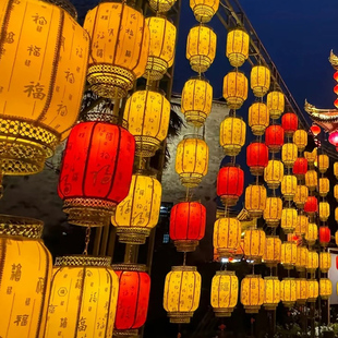 元旦仿古羊皮灯笼墙串长廊景区商场节日布置古风装饰防水防晒广告