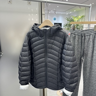 通勤轻量化排骨绗缝高充绒连帽羽绒服男冬季加厚保暖90白鸭绒外套