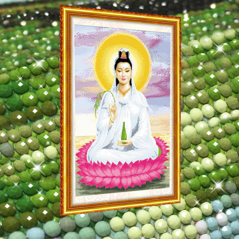 送子坐莲观音像水晶钻石画满钻图客厅点钻贴钻十字绣2026新款系列