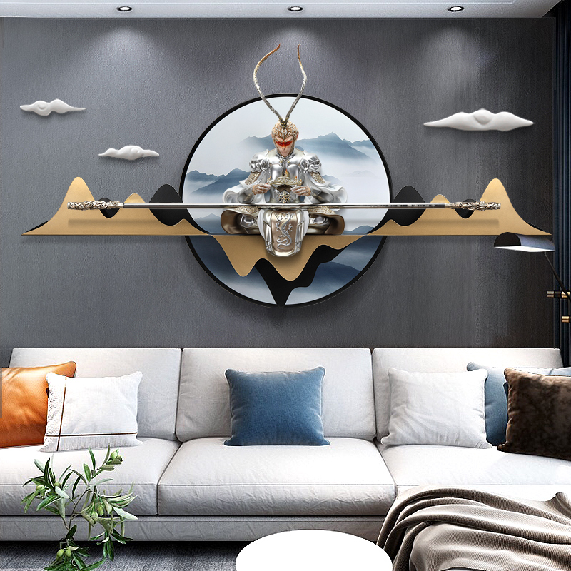 斗战胜佛壁画客厅沙发背景墙装饰画3D立体浮雕孙悟空挂画齐天大圣图片