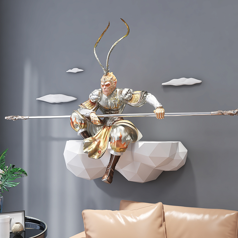 斗战胜佛新中式风3d立体玄关墙饰