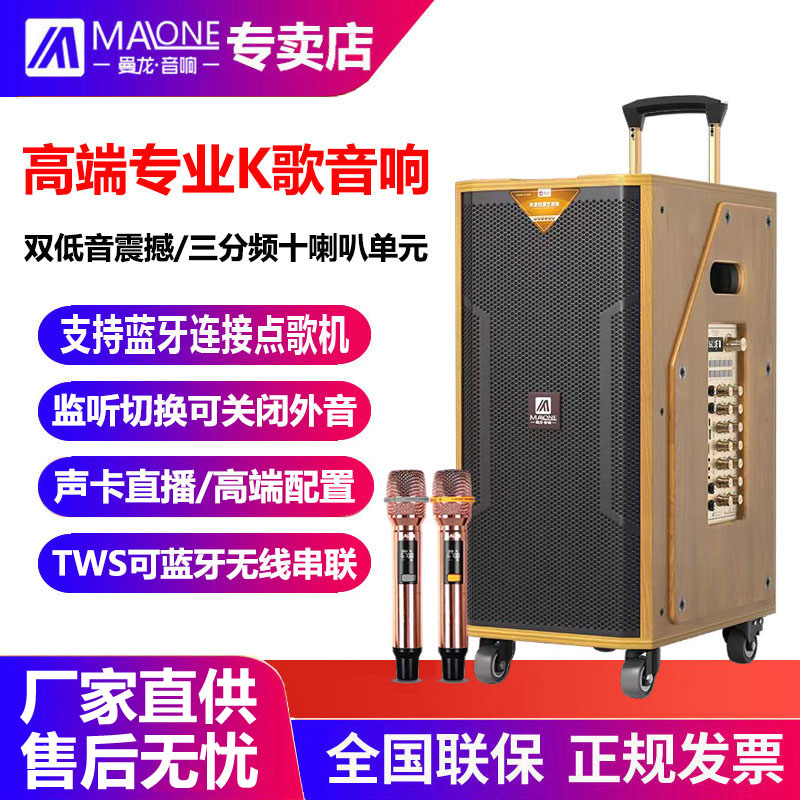 曼龙高端户外音响大功率唱歌便携式一体机k歌直播广场舞拉杆音箱