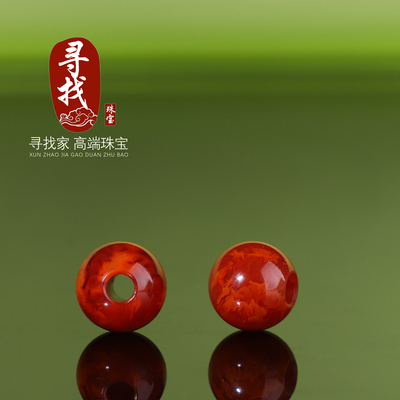 南红火焰红圆珠散珠单颗大孔道