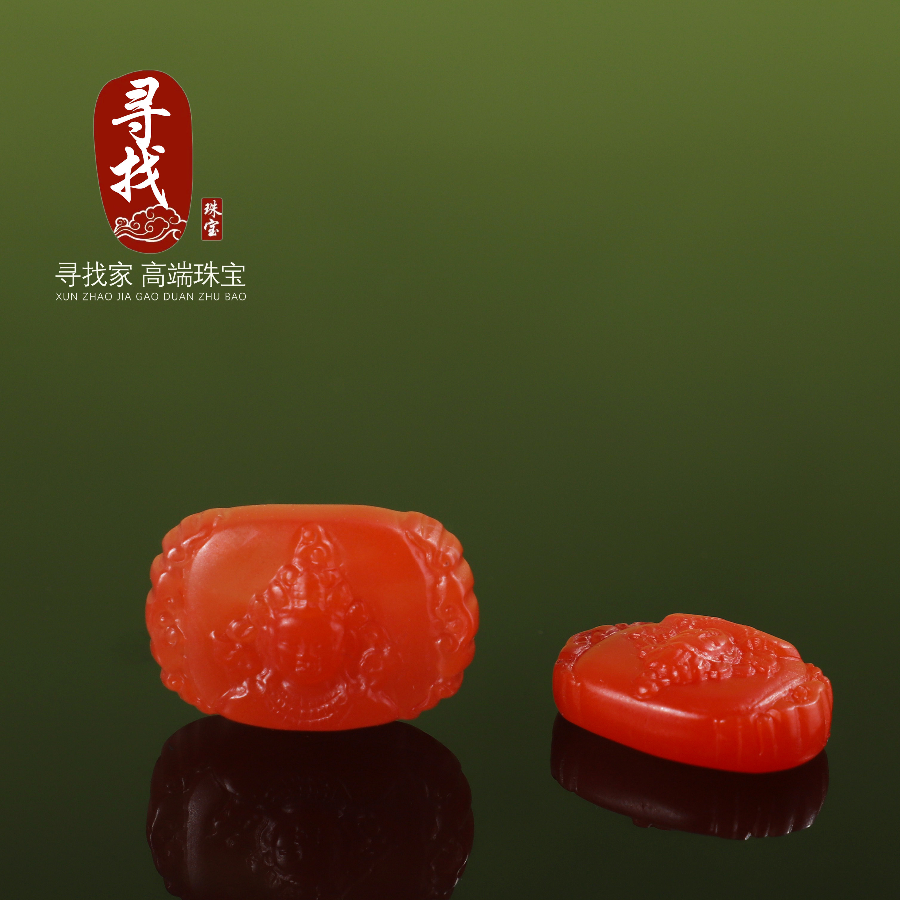 天然保山南红度母牌子 苏工精雕手牌雕刻件 柿子红吊坠挂件 配饰
