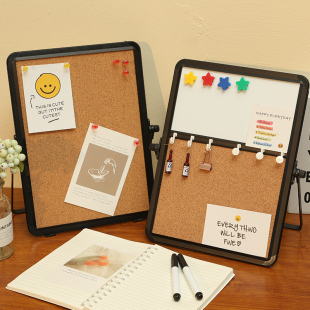 富尼多拼接黑框板磁性ins软木板桌面支架式小白板背景墙留言板钉板公示栏软木墙形象展示板家居挂式照片墙