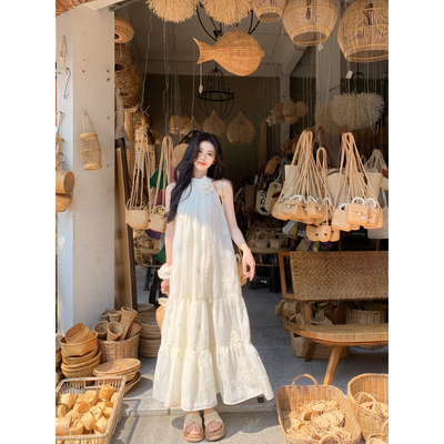 一颗甜桃yikett《西西莉亚》无袖挂脖连衣裙女夏季度假风气质长裙