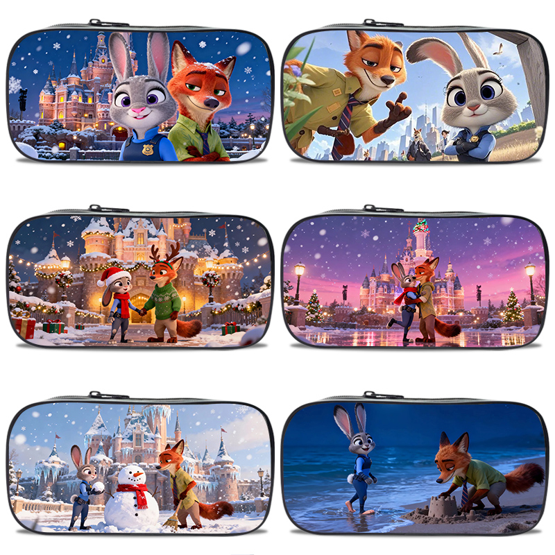 疯狂动物城笔袋高颜值大容量兔子朱迪尼克狐文具盒ins风男孩女孩圣诞礼物diy小学生城堡铅笔盒初中帆布文具袋
