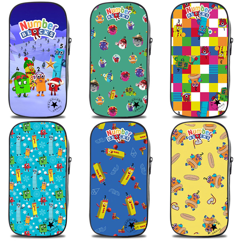 卡通动画数字积木Numberblocks大容量笔袋儿童数字启蒙铅笔盒数字方块帆布印花文具盒男女同款防水趣味铅笔袋