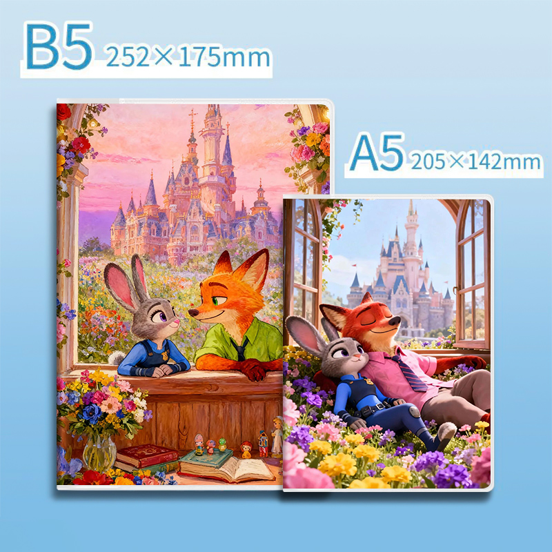 Zootopia疯狂动物城2笔记本A5可爱动漫高颜值兔朱迪狐狸尼克cp组合B5胶套本子个性创意潮流初高中学生日记本