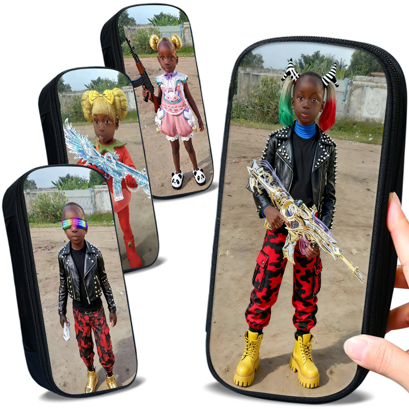 非洲十二少和平精英男生笔袋男孩非洲十二少穿搭文具盒搞笑头像抽象版儿童小学生铅笔袋初中生大容量文具袋潮