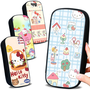 Hello Kitty卡通可爱小学生笔袋高颜值小清新收纳笔盒初中生学习用品收纳笔袋大容量防水帆布印花男女铅笔盒