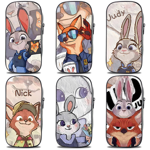 疯狂动物城朱迪尼克可爱高颜值油画风潮流笔袋文具盒文具收纳盒铅笔盒小学生初中生幼儿园男孩女孩防水大容量