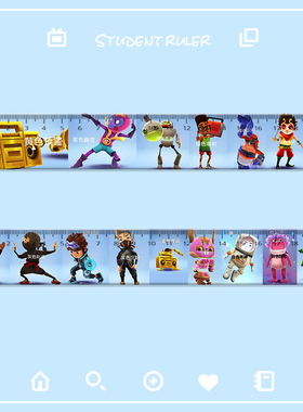 黄色预警尺子刻度标尺多功能紫色幽灵画图规尺直尺地铁跑酷初中高中生尺子绘图测量考试小学生用创意文具标尺