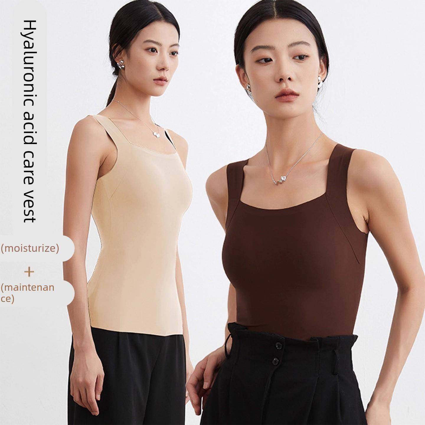 大码无痕肌底衣背心女胖mm200斤内搭带胸垫秋冬保暖吊带打底上衣