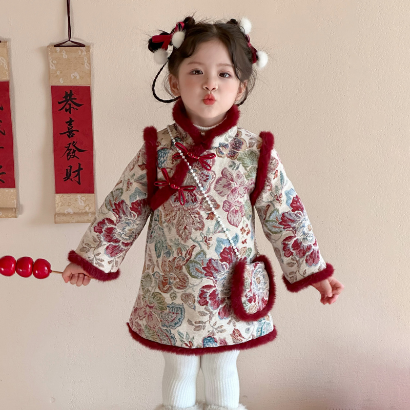 儿童洋气国风喜庆衣服宝宝旗袍裙