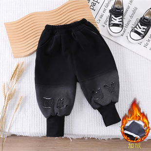 巨软弱宝宝裤秋冬款小童冬季男童加绒裤婴儿童休闲一体绒百搭卫裤