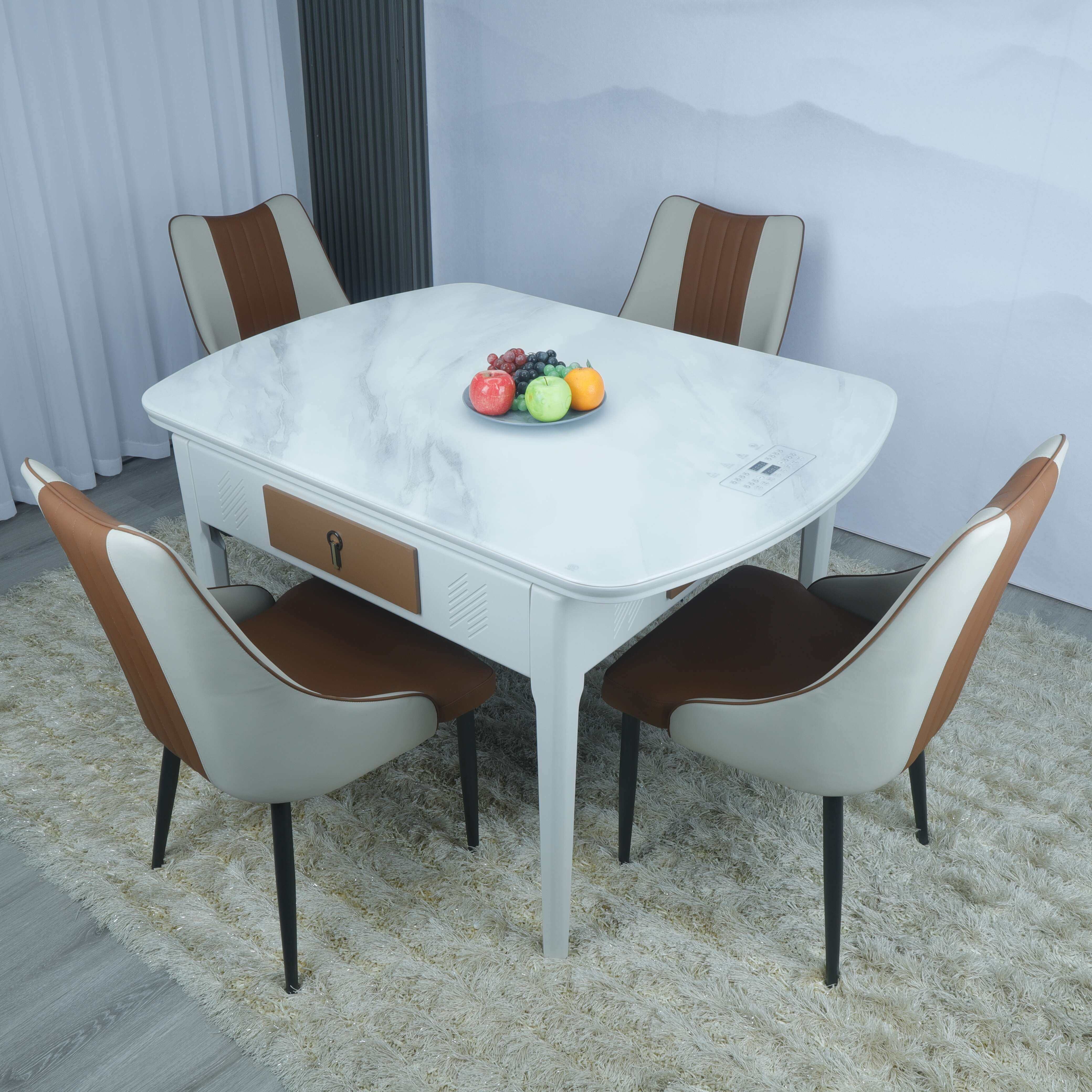 全自动实木麻将机餐桌两用多功能火锅暖菜桌加热桌面