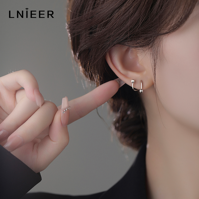 S999足银女睡觉免摘耳钉养耳洞