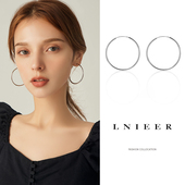 999纯银针大圈圈圆圈耳环女素圈欧美夸张气质耳钉高级感耳圈耳饰