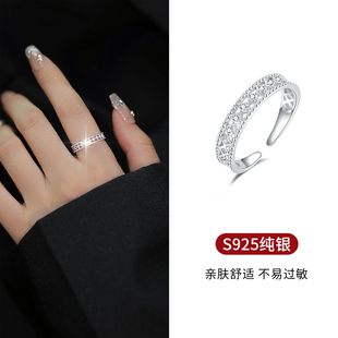 925纯银镂空戒指食指个性 轻奢ins小众设计高级感指环开口戒冷淡风