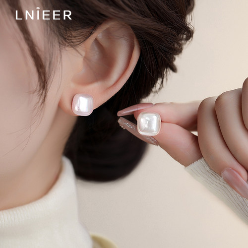 LNIEER925纯银针滴釉女耳钉耳饰