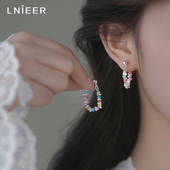 925纯银针多巴胺彩色碎银耳环女小众轻奢高级感新款 耳钉夏天耳饰