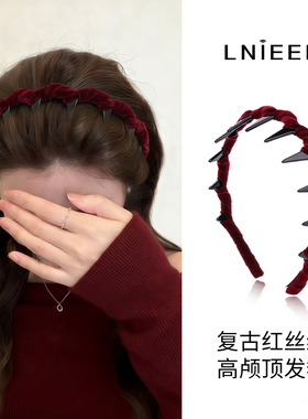 红色植绒波浪发箍女2026新款高级感洋气时尚高颅顶头箍秋冬发饰