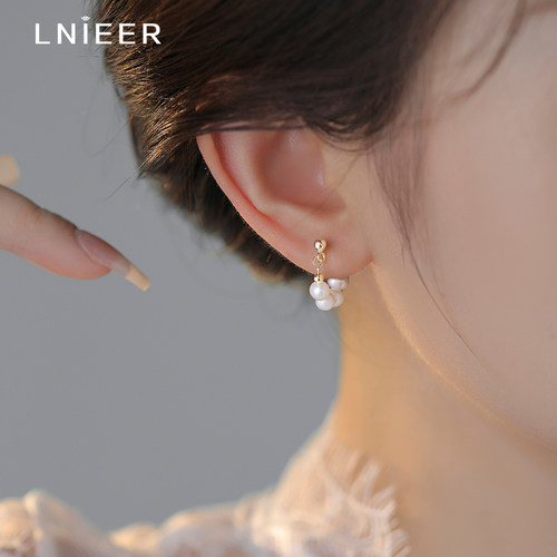 LNIEER925纯银女天然珍珠耳环