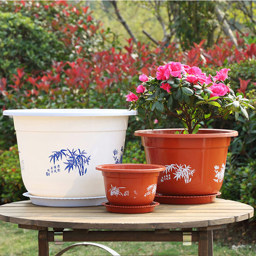 货源塑料花盆花卉圆形特大加厚简约地面绿植园艺阳台A形花盆
